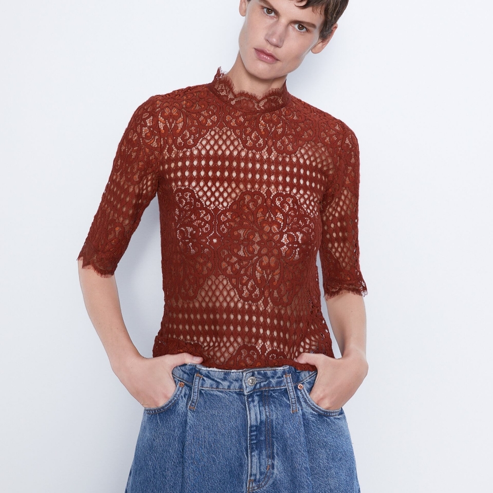 NWT, ZARA Lace Top